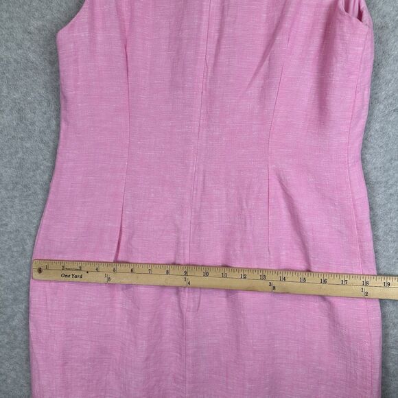 Talbot Linen Cotton Scalloped‎ Crochet Pink Lined Shift Dress Sleeveless Women 2 - Picture 10 of 14